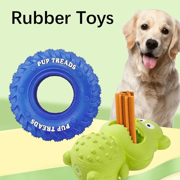 Natural Rubber Dog Tire Squeaky Toy โ Eco-Friendly
