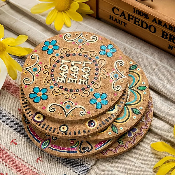 Natural Cork Coasters Set (4/6/12 Pack)